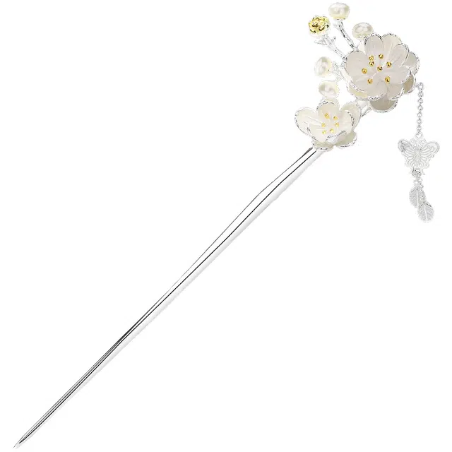 福茹记 蝶恋花 新中式复古发饰 氛围感梅花蝴蝶流苏 提升精致感#好运 合金 发簪 女款