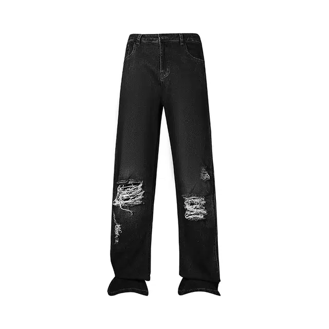 帝狼牛 美式复古水洗做旧破洞高街潮流百搭直筒垂坠感日常通勤长裤牛仔裤 男女同款