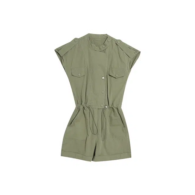 敲模女孩 法式慵懒风休闲简约宽松工装牛仔连体衣 女款