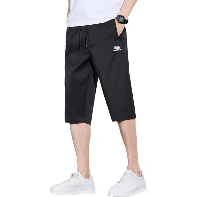协协乐 夏季冰丝凉感透气速干美式潮牌宽松直筒百搭运动锥形七分中裤休闲短裤 男款