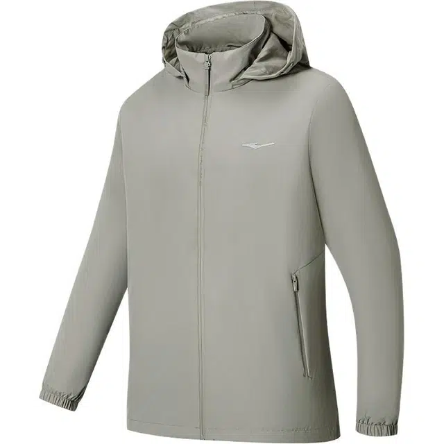 鸿星尔克 综训系列 纯色拉链柔软连帽舒适休闲风衣 男款