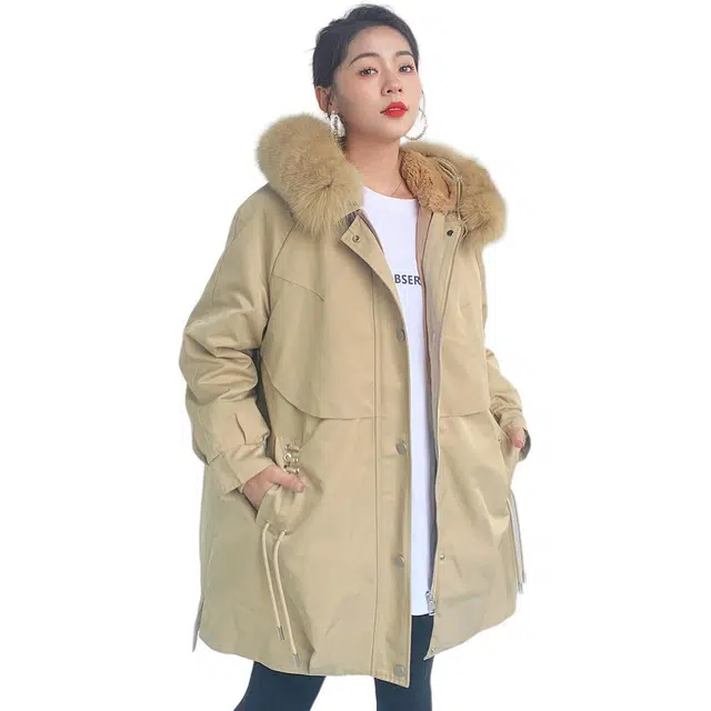 比利斯山羊 时尚休闲保暖纯色宽松派克服 女款