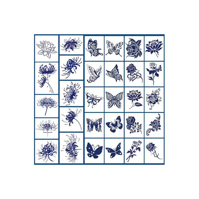 馨枕居  果汁纹身贴草本女彼岸花半永久洗不性感锁骨玫瑰花蝴蝶刺青不反光