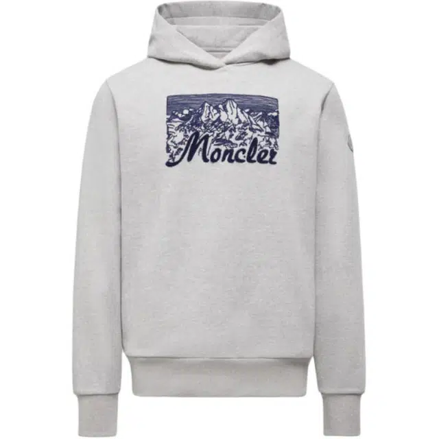 Moncler Embroidered Mountain Logo Cotton Hoodie