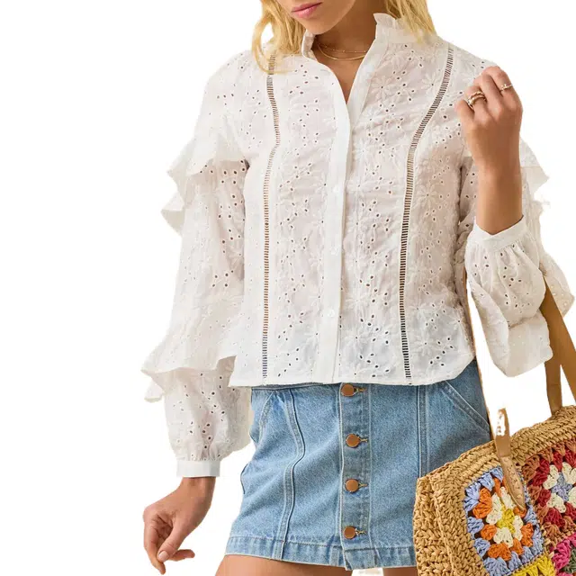 ALTAR'D STATE Serena Eyelet Button Up Top