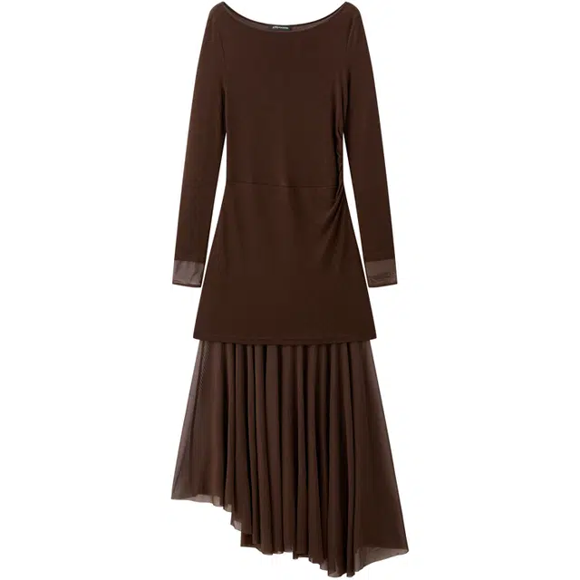 太平鸟 时尚优雅气质莱赛尔绵羊毛混纺针织修身长袖连衣裙 女款