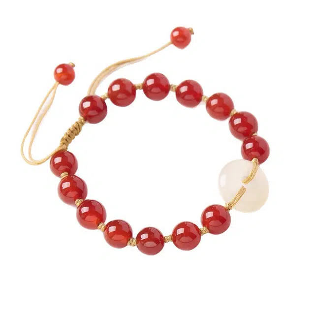 金大福 平安扣 复古新中式国潮简约扣住平安万事顺遂小众高级感经典独特时尚百搭可调节大小#好运处理 玉髓 手链 女款