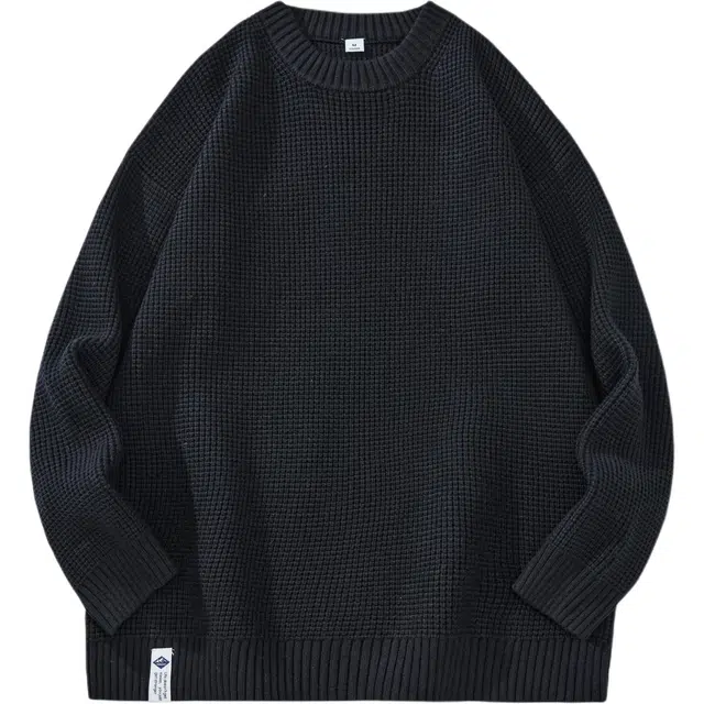 希越 慵懒风宽松纯色圆领套头内搭针织衫 男款