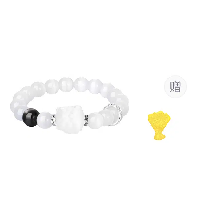 【甜蜜加倍】 金六福吉祥 中式国风纳福招财兽貔貅 时来运转平安上岸银嚯石串珠手饰转运珠好搭#好运天然 琉璃 手串 男女同款情侣款