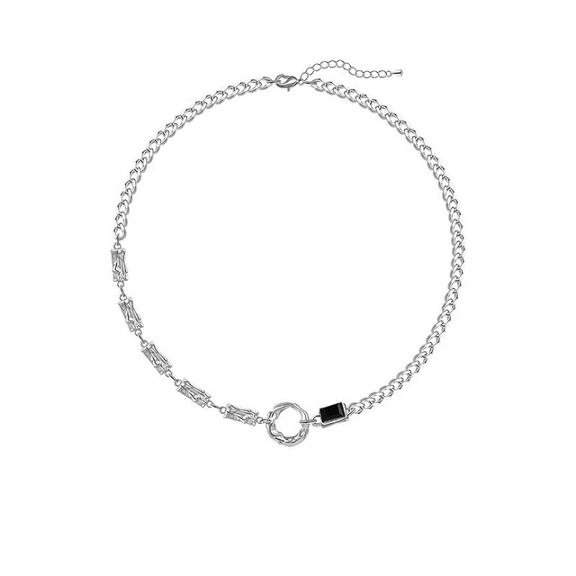 艾卡拉 水波链国风设计拼接 不掉色潮流设计高级感个性百搭 钛钢 项链 男女同款情侣款