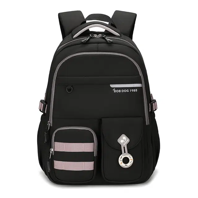 巴布豆 新潮时尚百搭简约轻便耐用高颜值 牛津布 双肩包 常规 男女同款情侣款 黑紫色/黑蓝色/米白色