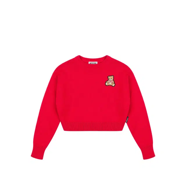 MOSCHINO Cotton and wool blend crop pullover