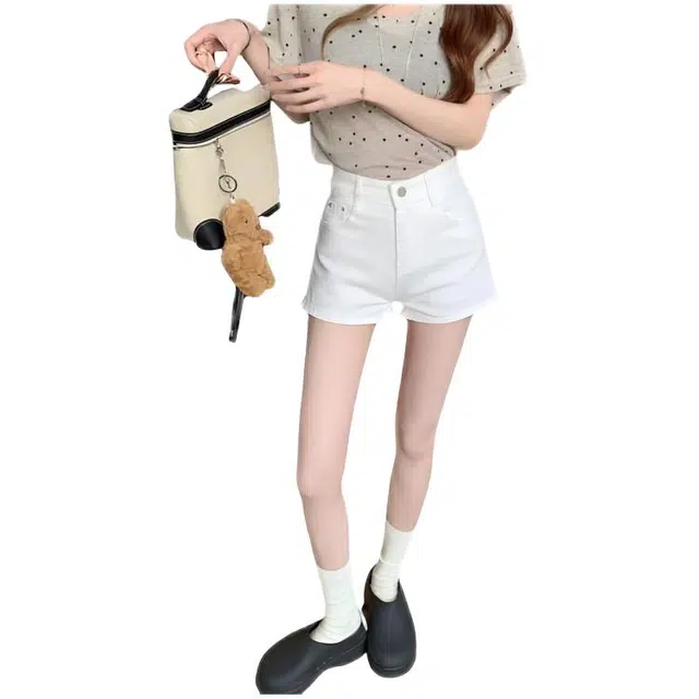 木木兔 宽松高腰薄款阔腿牛仔短裤 女款