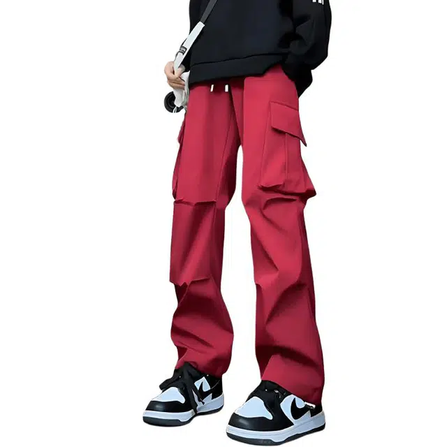 徐百货 美式潮牌纯色大口袋户外风登山裤宽松不贴腿大码伞兵裤阔腿休闲长裤工装裤 男女同款