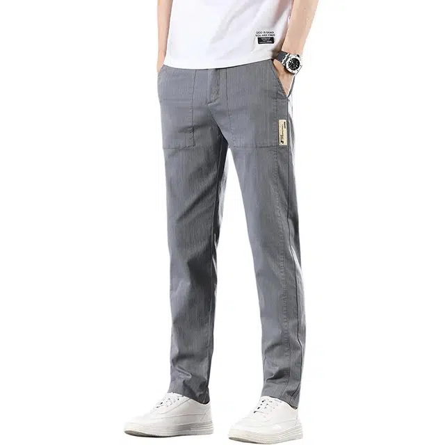 么宁 简约百搭拼接设计感薄款弹力舒适透气潮流时尚个性痞帅休闲裤 男女同款