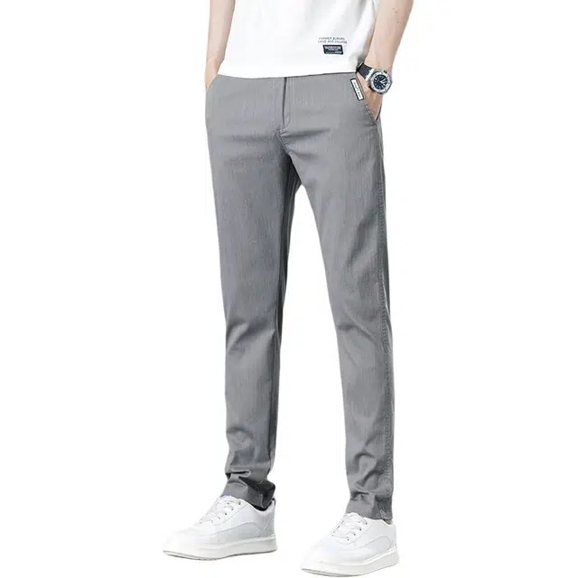 么宁 简约百搭修身直筒轻商务西裤薄款弹力舒适透气个性痞帅休闲裤 男女同款