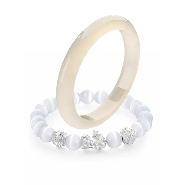 岁月静好 新中式香槟金财源貔貅 招财纳福来财精致轻奢小众高级感简约百搭精致套装叠戴八方来财#好运 玻璃猫眼 手镯 男女同款情侣款