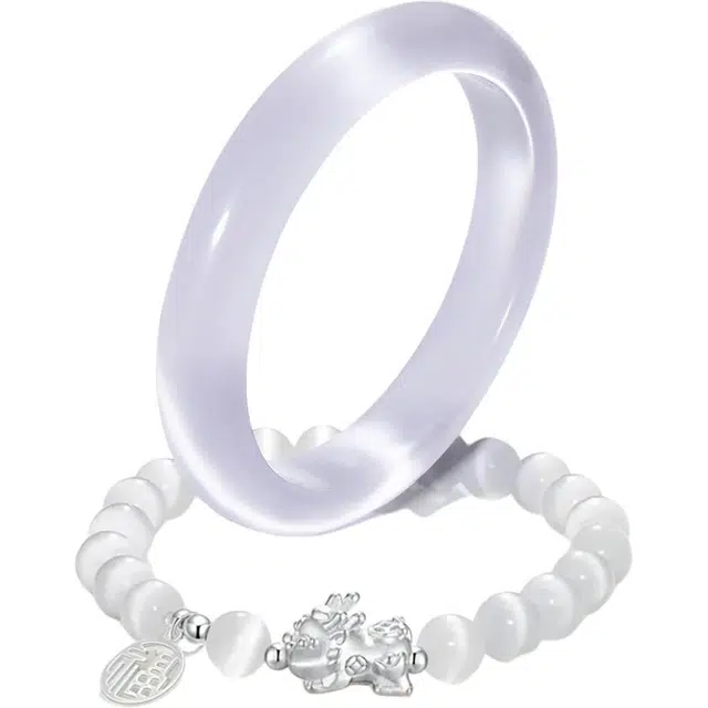 【甄选】新中式国潮薰衣草紫正圈平安镯 一步一响 紫罗兰玉镯 甜美百搭#好运 富家千金女朋友桃花运 琉堇 高级感 玻璃猫眼 手镯 女款