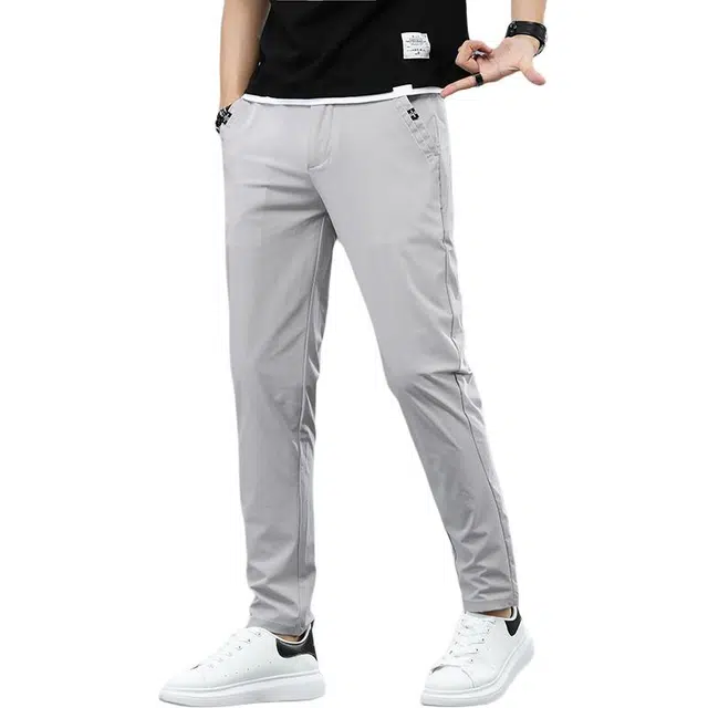 么宁 夏季薄款修身直筒简约百搭舒适透气潮流时尚个性痞帅休闲裤 男女同款