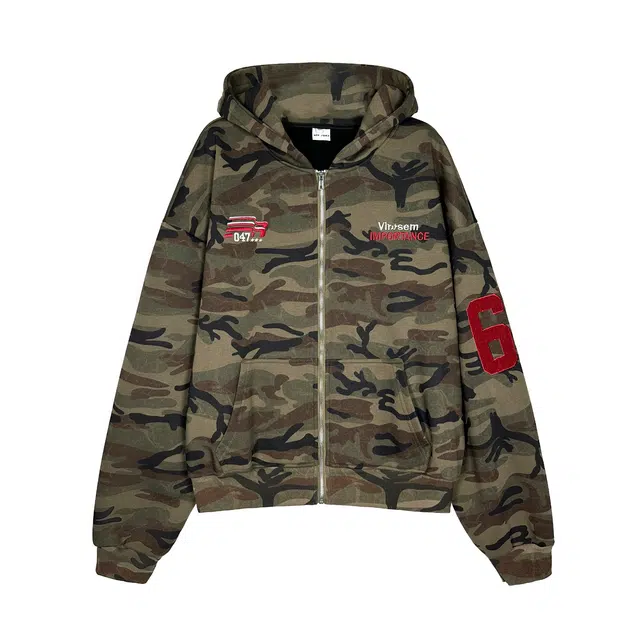 一碗士多 美式复古刺绣潮流百搭日常出行开衫外套卫衣 男女同款