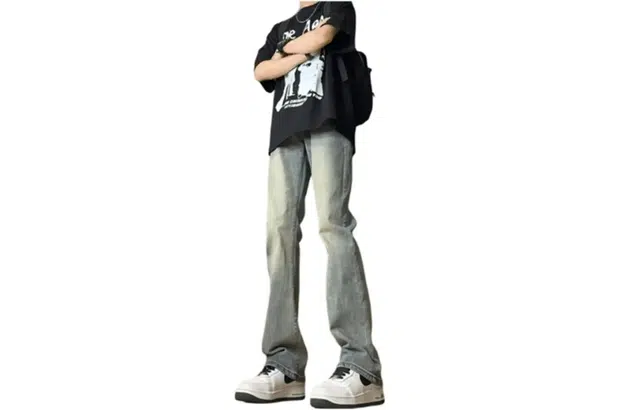 巴塞罗那足球俱乐部 美式复古微喇弹力百搭长裤牛仔裤 男女同款