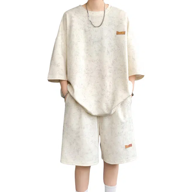 沐诚阳译 冰丝薄款宽松搭配帅气美式复古休闲运动套装 男女同款