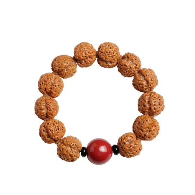 宣华意 新中式国风四瓣精品爆肉文玩朱砂配饰盘玩佛珠#好运 金刚菩提 手串 男女同款情侣款