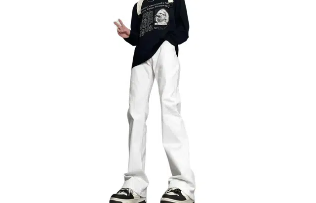 巴塞罗那足球俱乐部 美式复古微喇弹力百搭长裤牛仔裤 男女同款