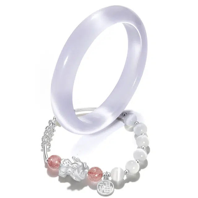 【甄选高品质】 琉堇 财运亨通透亮美人条 升职加薪暴富来财新中式国风优雅显白气质 古色古香轻奢百搭高级感#好运 玻璃猫眼 手镯 女款