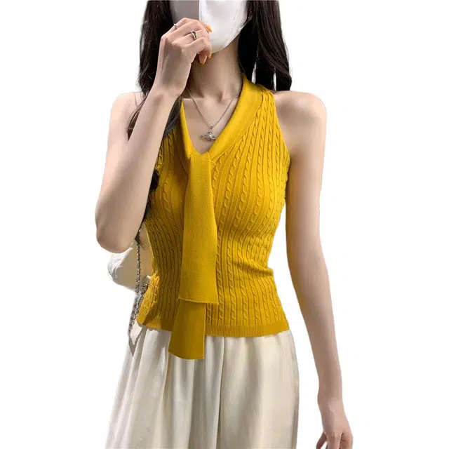 缪斯的诱惑 背心露背高级感无袖挂脖吊带 女款