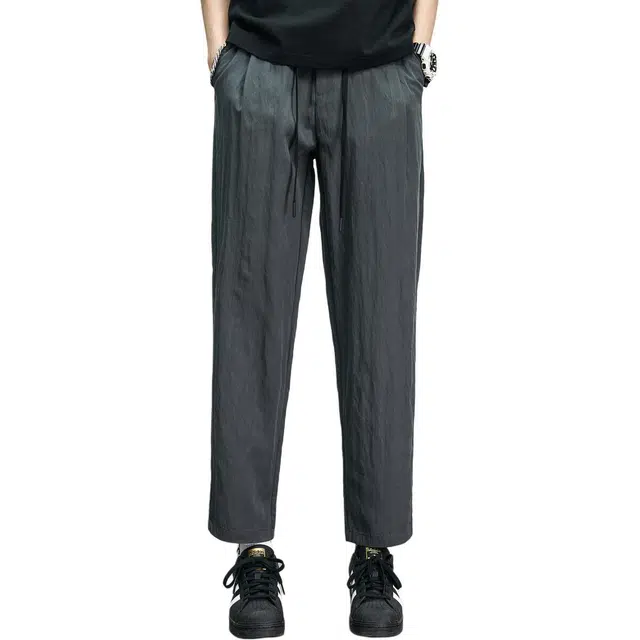 童先森 透气夏季日系潮流纯色中腰九分休闲裤 男款