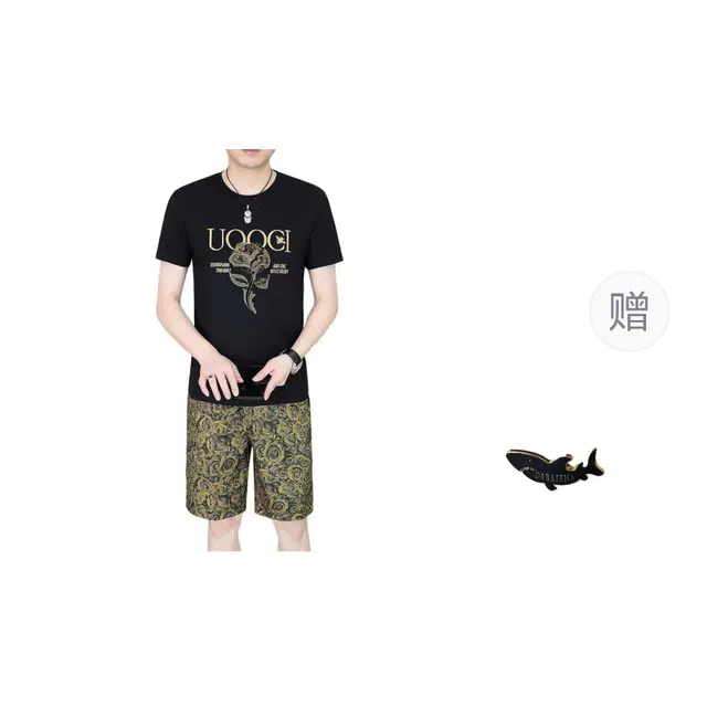 大白鲨 高端轻奢夏季短袖五分裤休闲运动套装 男款