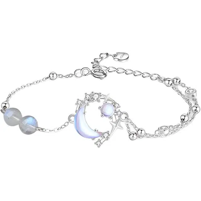 【爆闪|可定制刻字】 银千惠 梦幻星月 镶嵌幻彩宝石星星月亮星月相随可调节手饰 轻奢浪漫小众设计感闪耀告白甜美锁骨链 琉璃 手链 女款