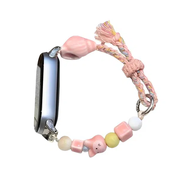 腕上小姐 表带 小米适用 串珠材质 粉色海螺手链智能腕带男女同款配件