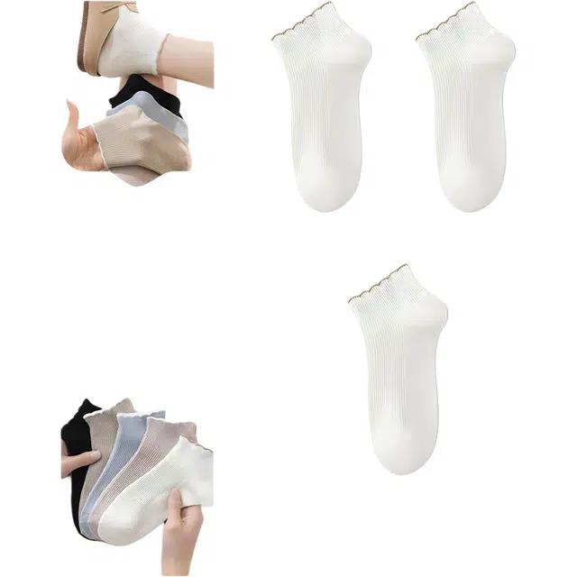 妮轻 竹纤维薄款抗菌纯色简约短袜 女款