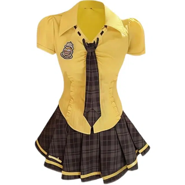 小卷要加油 纯欲风辣妹韩系设计感短袖衬衫上衣高腰显瘦半身裙裙装套装 女款