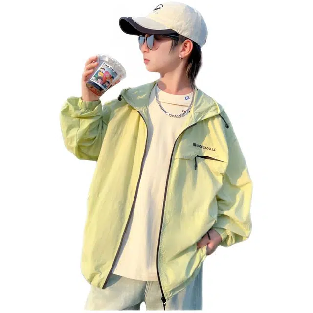木木兔 防晒衣 时髦洋气轻薄中大童时尚男孩户外休闲百搭连帽外套