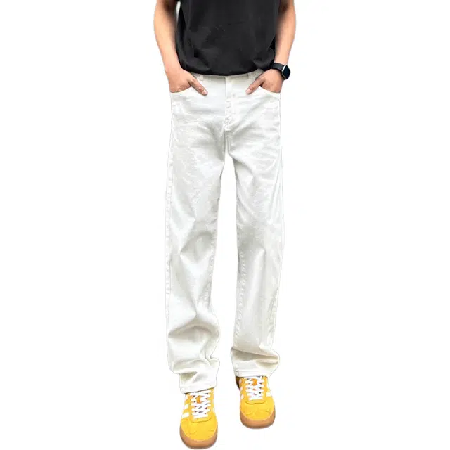 徐百货 美式潮牌水洗复古夏季弹力高街潮流宽松休闲微喇直筒裤子牛仔裤 男女同款