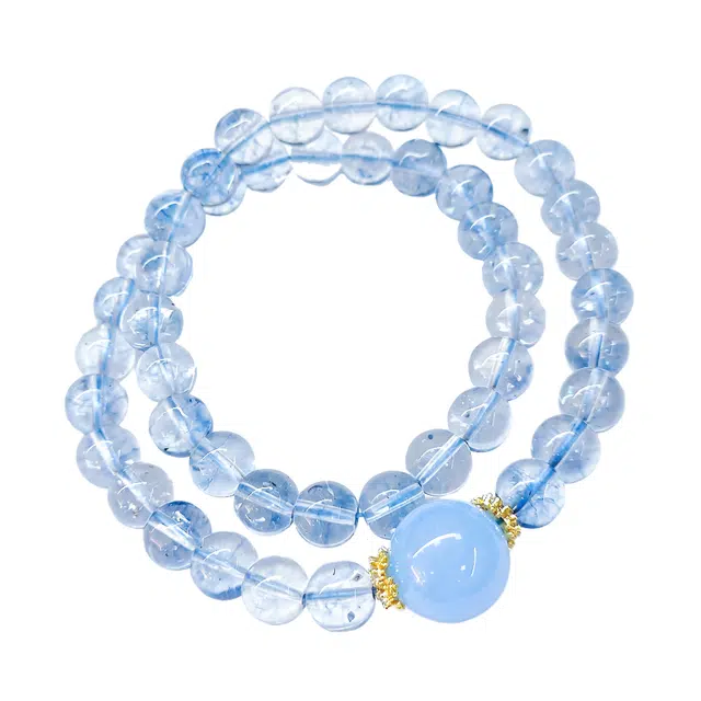 灵晔 国潮文玩小众设计轻奢高级感进宝吉祥如意诸事顺遂节节高升转运国风简约百搭#好运 蓝水晶 手串 男女同款情侣款