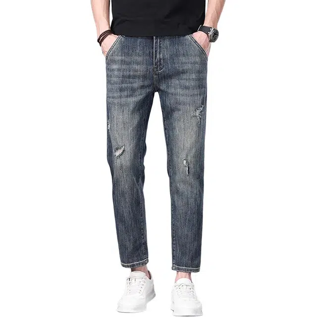 炳盛 高端薄款修身直筒弹力夏季牛仔裤 男女同款