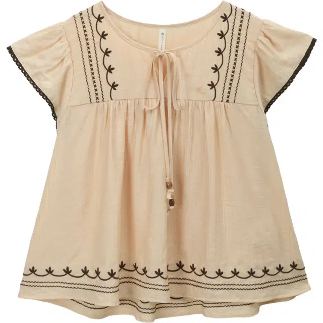 谜秀 刺绣亚麻混纺夏季裙装套装 女款 奶茶杏