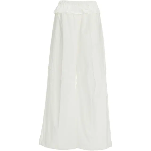 玫丝朵 简约百搭设计感花边腰头宽松长裤高腰显瘦阔腿休闲裤 女款