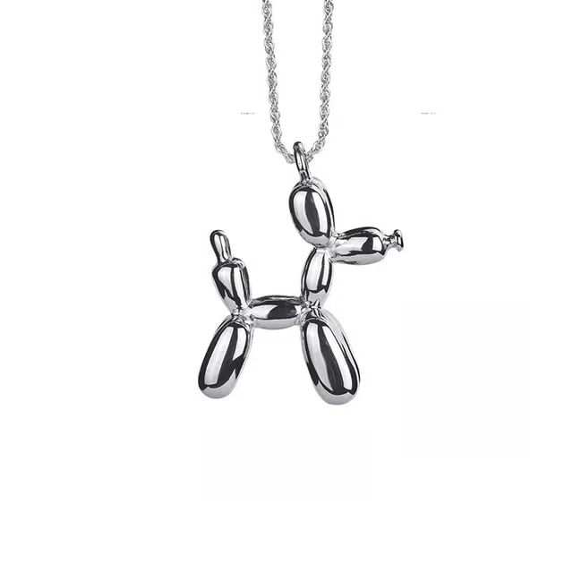 金碧鸢 官方正品小狗潮牌夏季复古风格个性潮流百搭 钛钢 项链 男款 银色