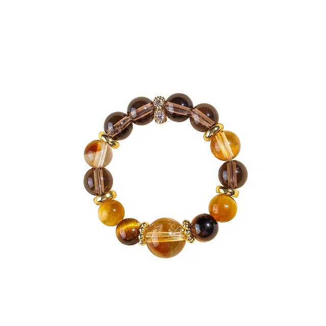 翠雅金楼 八方来财 新中式招财金霸大综合套装 吸金虎眼石黄塔晶时来运转日进斗金聚宝盆本命年#好运连连 黑曜石 手串 男女同款情侣款