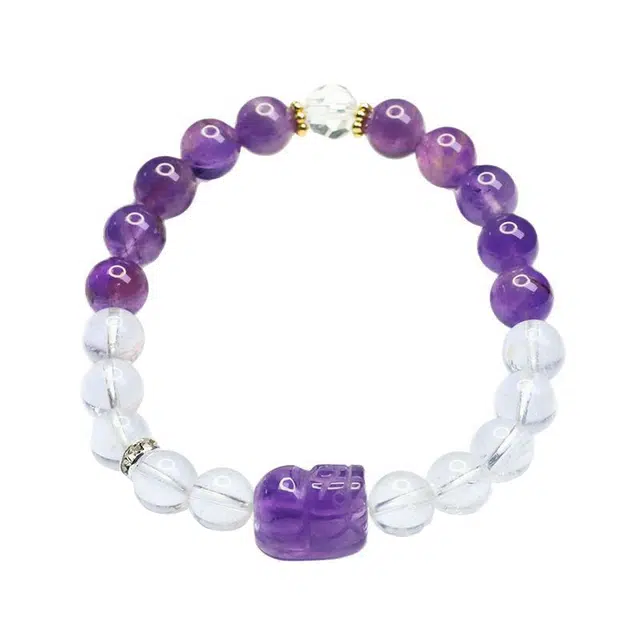 金大福 紫晶貔貅珠串 新中式国潮国风吞金兽招财纳福串珠事业旺招桃花早日脱单正缘月老赐福爱情美满#好运 紫水晶 手串 女款