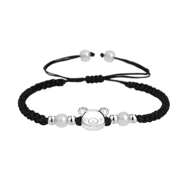 【S999银小熊】 色菲尔 韩式甜美可爱小众卡通设计 在逃公主好运日常通勤百搭手链 织物 手绳 男女同款情侣款