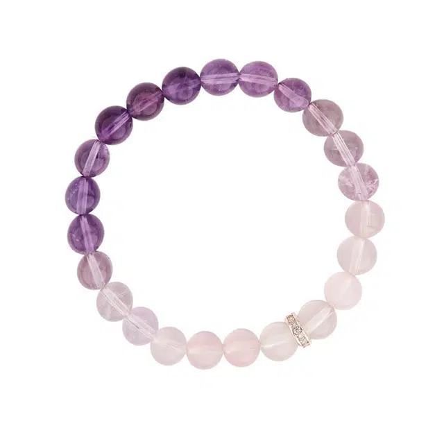 周百福 紫韵仙踪串珠手饰 紫晶粉晶有财有运轻奢小众设计高级本命年转运招财平安国潮新中式 匠心打造天然 紫水晶 手串 男女同款情侣款