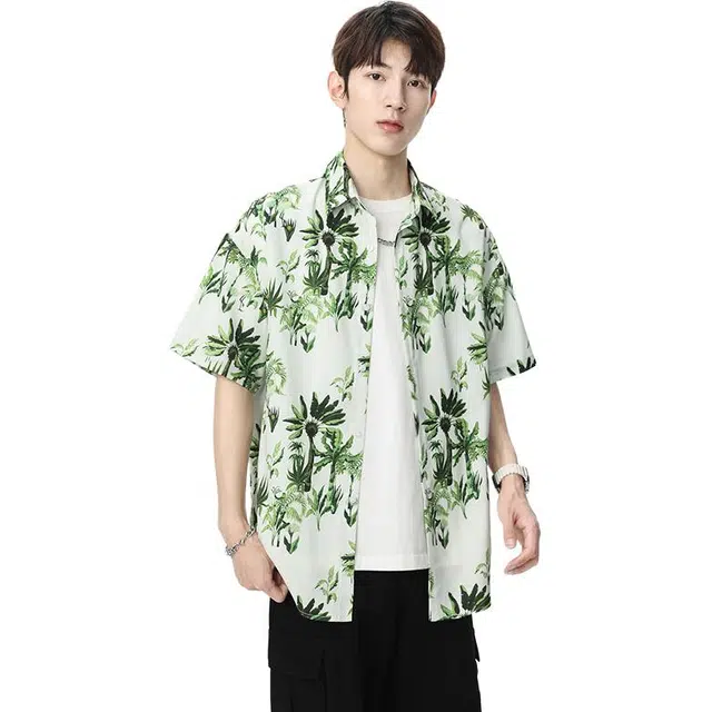 隐狼世家 夏季薄款宽松短袖翻领衬衫 男款