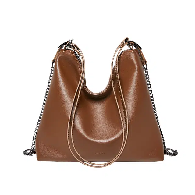 纳兰杜 大容量复古实用通勤百搭休闲腋下包包女 牛皮拼合成革 托特包单肩包 大号 女款 多色