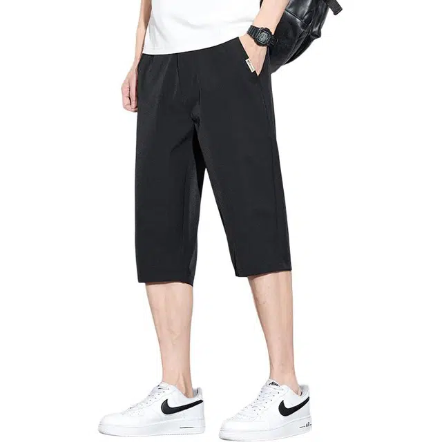 协协乐 七分裤男士夏季薄款美式潮牌宽松外穿西装潮流速干透气凉感百搭运动冰丝八分裤休闲短裤 男款